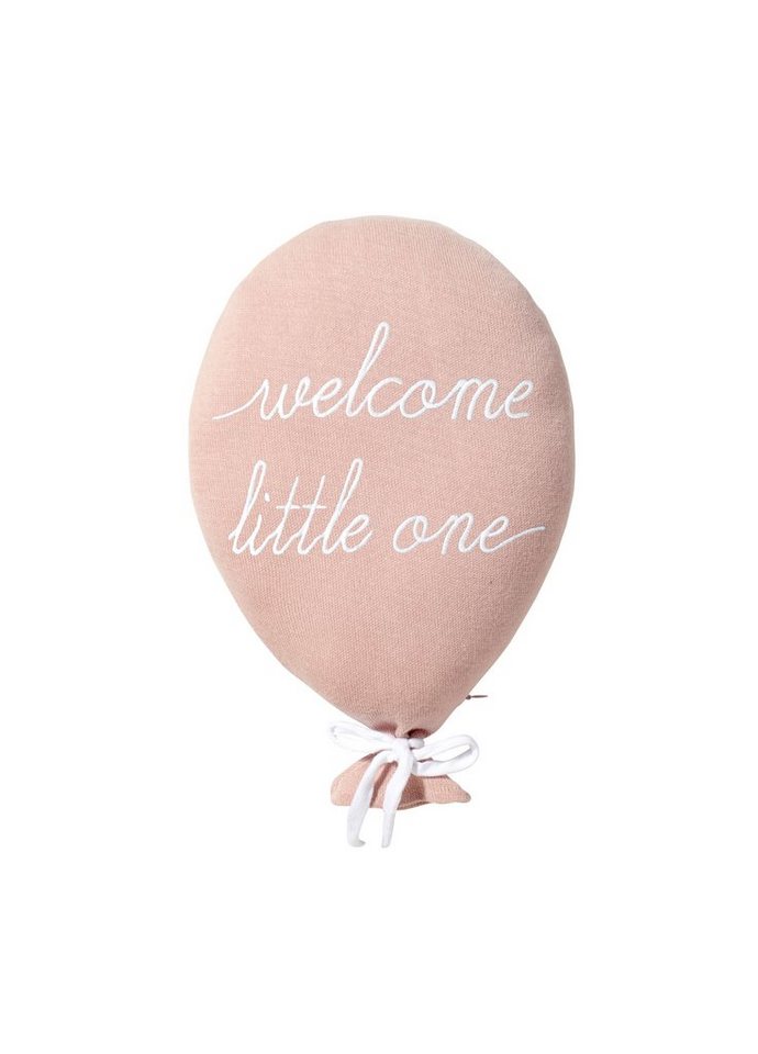 Nordic Coast Company Wanddekoobjekt, Dekokissen Ballon Rosa Welcome Little One" aus 100% zertifizierte Baumwolle Bezug abnehmbar Wanddekoration Babykissen Junge Mädchen ideal als Geschenk" von Nordic Coast Company