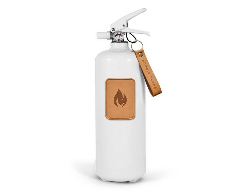 Nordic Flame Dekoobjekt Nordic Flame Feuerlöscher LEATHER EDITION weiß Leder hellbraun 2kg von Nordic Flame