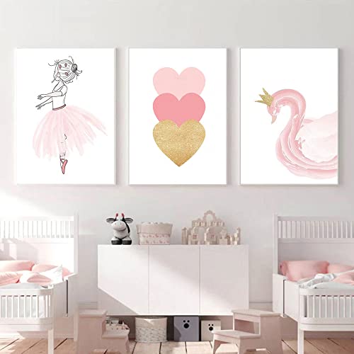 Nordic Ideas 3er Set Bilder Kinderzimmer Mädchen Wandbild Babyzimmer Deko Kinderposter Geschenk für die Babyparty ohne Bilderrahmen NPTWC006-S von Nordic Ideas