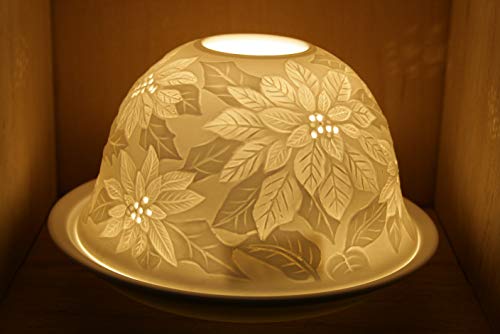 Nordic Lights Christmas Flower Bone Porcelain Candle Shade Tea Light Holder Gift von Nordic Lights