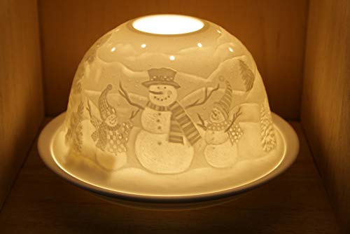Nordic Lights Happy Snowman Bone Porcelain Candle Shade Tea Light Holder Gift von Nordic Lights