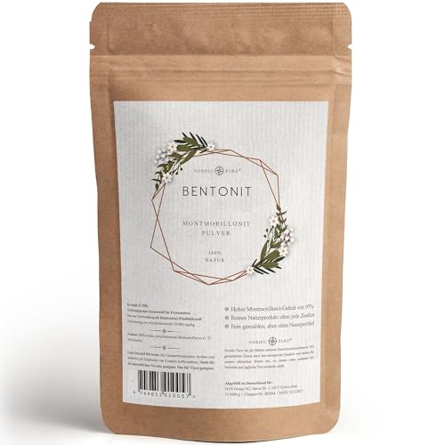 Nordic Pure Bentonit Pulver 500-2000g Mineralerde/Tonerde | Premium Qualität 95% Montmorillonit | Extra fein (1000g) von Nordic Pure