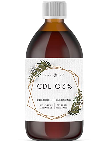CDL - 500ml Chlordioxid Lösung 0,3% von Nordic Pure | Chlorine Dioxide Solution in Braunglasflasche zur Trinkwasserdesinfektion | CDL/CDs Made in Germany und Zertifiziert nach der Biozid-Verordnung von Nordic Pure