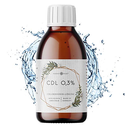 CDL - Chlordioxid Lösung 0,3% von Nordic Pure | 250 ml Chlorine Dioxide Solution in Braunglasflasche zur Trinkwasserdesinfektion | CDL/CDs Made in Germany und Zertifiziert nach der Biozid-Verordnung von Nordic Pure