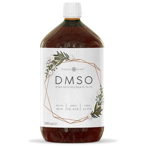 DMSO 1000ml in 99,9% pharmazeutischer Qualität & Reinheit - Unverdünntes Dimethylsulfoxid (DMSO) ph. EUR in lichtgeschützter Braunglasflasche - 1 Liter DMSO 99,9% von Nordic Pure