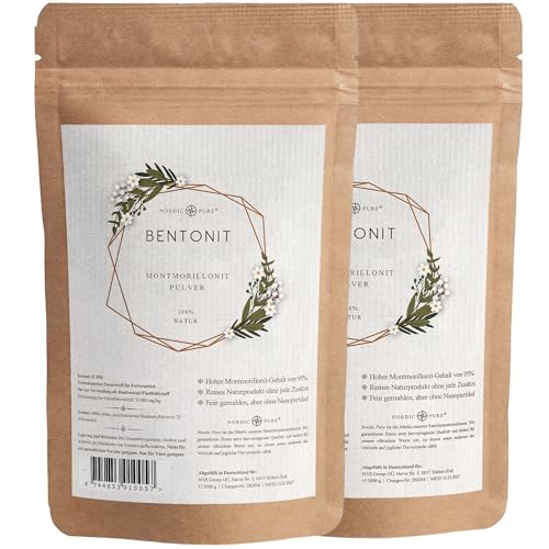 Nordic Pure Bentonit Pulver 500-2000g Mineralerde/Tonerde | Premium Qualität 95% Montmorillonit | Extra fein (2000g) von Nordic Pure