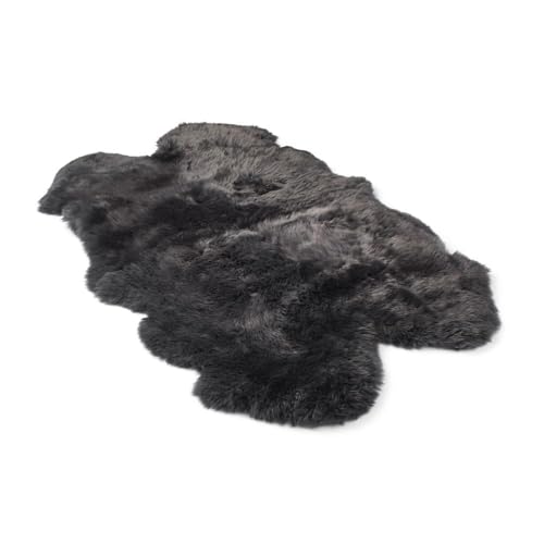 Nordic Sheep Lammfell Teppich 170x110 cm | Lammfell Echt kann auf dem Sofa oder Bett verwendet Werden, ist Gross Atmungsaktiv & Wärmeregulierend | Farbe: Dunkelgrau von Nordic Sheep