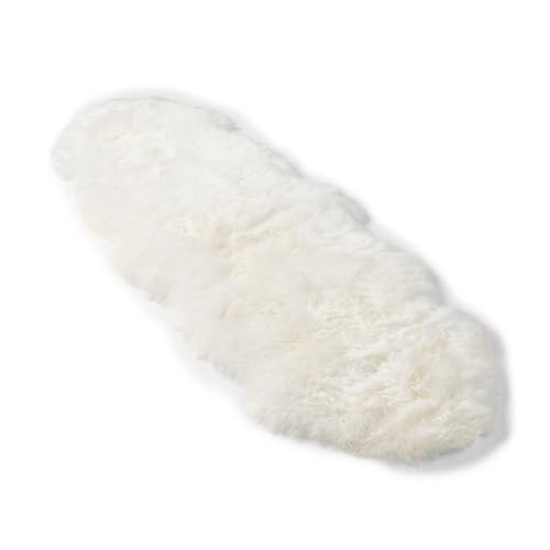 Nordic Sheep Lammfell Teppich 170x60 cm | Lammfell Echt kann auf dem Sofa oder Bett verwendet Werden, ist Gross Atmungsaktiv & Wärmeregulierend | Farbe: Weiß von Nordic Sheep