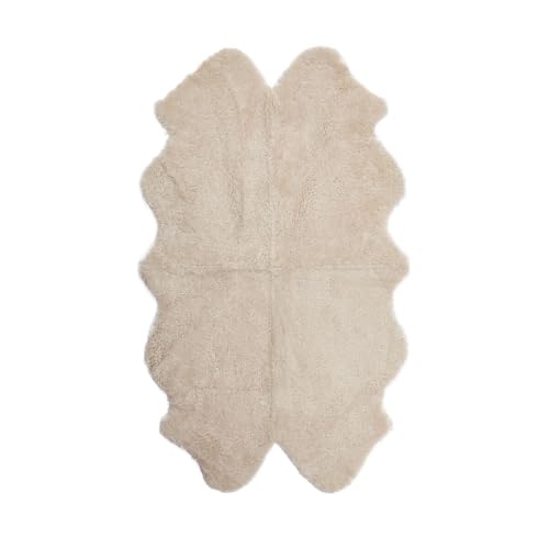Nordic Sheep Lammfell Teppich Kurzhaar 170x110 cm | Lammfell Echt kann auf dem Sofa oder Bett verwendet Werden | Lammfell Gross ist Atmungsaktiv & Wärmeregulierend | Farbe: Beige von Nordic Sheep