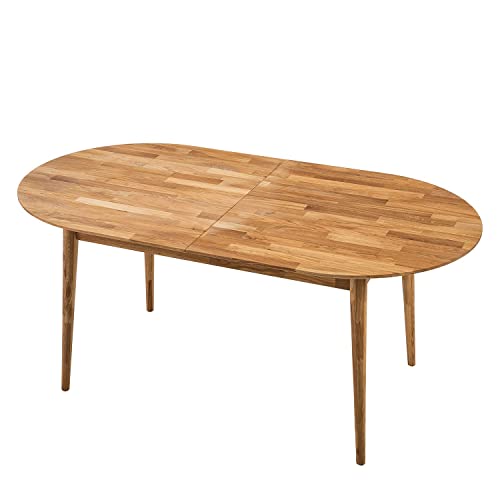 Nordic Story Esstisch Scandi 2 (oval, ausziehbar) • Ideal als großer Konferenztisch • Holztisch aus Massivholz (Eiche) • Eiche Natur • Tisch (140-175 x 90 x 75 cm) von Nordic Story