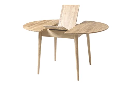 Nordic Story Esstisch Scandi 3 (rund, ausziehbar) • Tisch für Küche, Esszimmer & Wohnzimmer • Massivholz (Eiche) • Eiche Natur • Runder Holztisch (100-130 x 100 x 75 cm) von Nordic Story