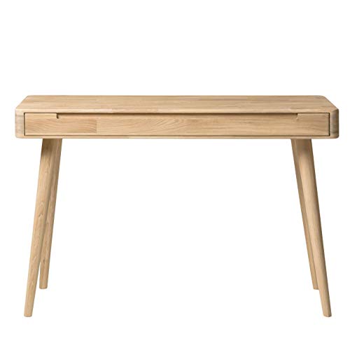 Nordic Story Schreibtisch Scandi (Eiche Gebleicht) • Schreibtisch mit XL-Schublade • Auch als Schminktisch, Computer-Tisch oder Konsole • Massivholz (Eiche) • 110 x 43 x 75 cm von Nordic Story