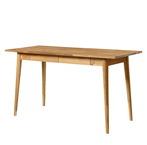 Nordic Story Schreibtisch Scandi 1 (Eiche Natur) • Schreibtisch mit 2 Schubladen • Auch als Schminktisch, Computer-Tisch oder Konsole • Massivholz (Eiche) • 140 x 60 x 75 cm von Nordic Story