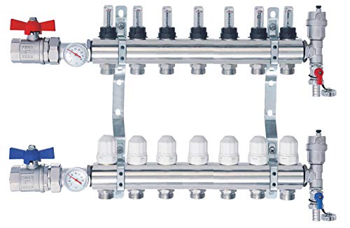 Heizkreisverteiler mit Kugelhähne Flussmesser Topmeter Thermometer 7 Heizkreise Nordic Tec(7 Heizkreise) von Nordic Tec