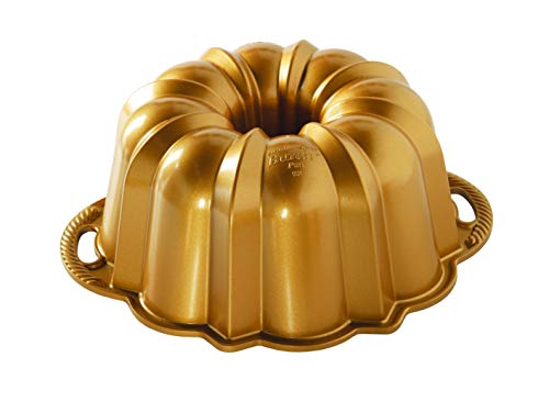 Nordic Ware Gugelhupf Anniversary, gold, 12 Tassen, zwei Griffe, Aluminium, Antihaft, NW 50077 von Nordic Ware