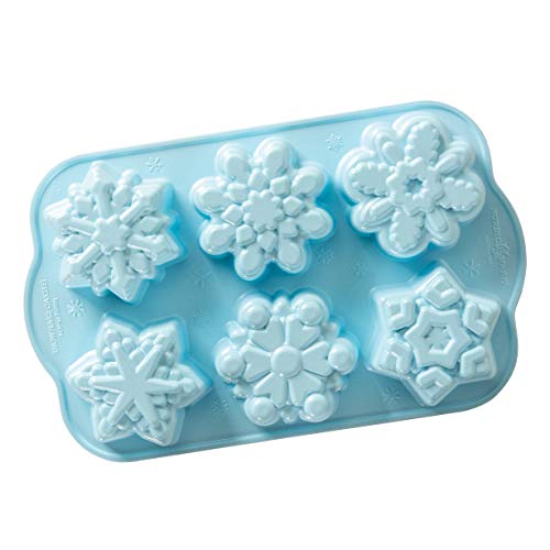 Nordic Ware Backform, Kuchenform, Schneeflocke, 6 verschiedene Muffin-Formen, Winter blau, Aluminium, Antihaft, NW 89642 von Nordic Ware