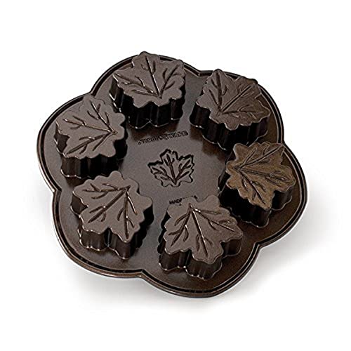 Nordic Ware Herbstblätter-Muffins, braun, Aluminium, 6 Formen, Antihaft, NW 56548 von Nordic Ware