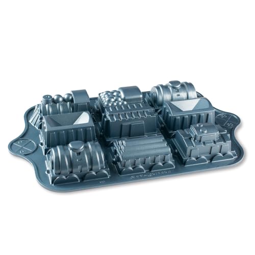 Nordic Ware - NW59048 Backform Eisenbahn - Aluminium - Antihaft-Beschichtung - 9 x 180 ml von Nordic Ware