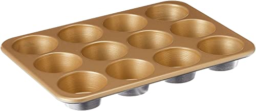 Nordic Ware Naturals Muffinform aus Aluminium, antihaftbeschichtet, zwölf 7,9 cm große Tassen von Nordic Ware