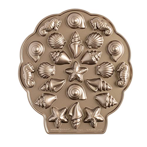 Nordic Ware Seashell Bites Pan, Original Gugelhupfform aus Aluminiumguss, offizielle Gugelhupf-Kuchenform mit Muschelmuster, hochwertige Kuchenform hergestellt in den USA, Farbe: Toffee von Nordic Ware