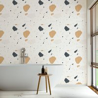 Terrazzo-Tapete Im Boho-Stil, Abnehmbare Und Peel & Stick-Wandkunst, Traditionelle Vorgeklebte Tapete, Akzentwand Boho-Stil Für Badezimmer von NordicHarmony