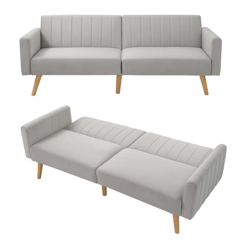 NordicLume Sofa mit Bettfunktion – 2-in-1 Schlafsofa & Gästebett, Hochwertiger Stoff, Skandinavische Holzfüße, Modern von NordicLume