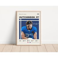 Aidan Hutchinson Poster, Detroit Lions Nfl Fan Geschenke, Football Sportposter, Geschenk Für Ihn von NordicPrintAthletes