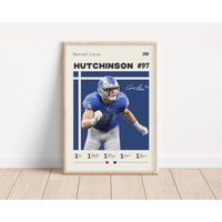 Aidan Hutchinson Poster, Detroit Lions Nfl Fan Geschenke, Football Sportposter, Geschenk Für Ihn von NordicPrintAthletes