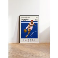 Allen Iverson Poster, Philadelphia 76Ers Basketball Druck, Nba Sport Geschenk Für Ihn von NordicPrintAthletes