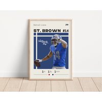 Amon Ra St Brown Poster, Detroit Lions Nfl Fan Geschenke, Football Sportposter, Geschenk Für Ihn von NordicPrintAthletes