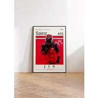 Carlos Sainz Poster, F1 Racing Fan Geschenk, Formel One Sport Geschenk Für Ihn, Schlafzimmer Motorsport von NordicPrintAthletes