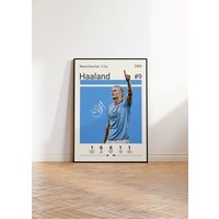 Erling Haaland Poster, Manchester City Fußballdruck, Fußball Sport Geschenk Für Ihn von NordicPrintAthletes