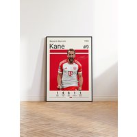 Harry Kane Poster, Bayern München Fußball Druck, Sport Geschenk Für Ihn von NordicPrintAthletes