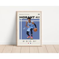 Ja Morant Poster, Memphis Grizzlies Basketball Druck, Nba Sportposter, Geschenk Für Ihn von NordicPrintAthletes