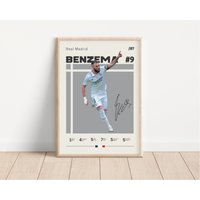 Karim Benzema Poster, Real Madrid Fußball Sport Geschenk Für Ihn von NordicPrintAthletes