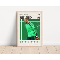 Manuel Neuer Poster, Bayern München Fußball Druck, Sport Geschenk Für Ihn von NordicPrintAthletes