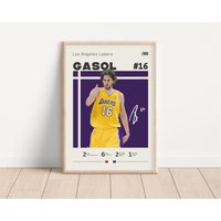 Pau Gasol Poster, Los Angeles Lakers Basketball Print, Nba Sport Geschenk Für Ihn von NordicPrintAthletes