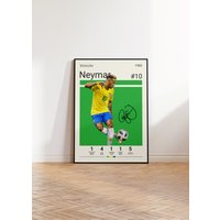 Poster Neymar, Brasilien Fußball Druck, Football Poster, Sport Geschenk Für Ihn, Schlafzimmer von NordicPrintAthletes