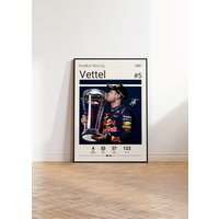 Sebastian Vettel Poster, F1 Racing Fan Geschenk, Formel One Sport Geschenk Für Ihn, Schlafzimmer Motorsport von NordicPrintAthletes