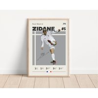 Zinedine Zidane Poster, Real Madrid Fußball Sport Geschenk Für Ihn von NordicPrintAthletes