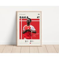 Bukayo Saka Poster, Fc Arsenal, Fußball Sport Geschenk Für Ihn von NordicPrintsAthletes