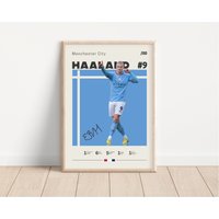 Erling Haaland Poster, Manman City Fußball Druck, Sport Geschenk Für Ihn von NordicPrintsAthletes