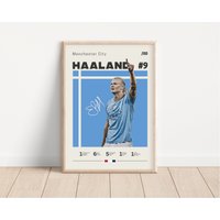 Erling Haaland Poster, Manman City Fußball Druck, Sport Geschenk Für Ihn von NordicPrintsAthletes