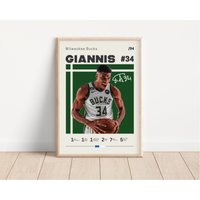 Giannis Antetokounmpo Poster, Milwaukee Bucks, Nba Fans, Basketball Sport Geschenk Für Ihn von NordicPrintsAthletes