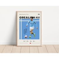 Jack Grealish Poster, Manchester City Fußball Druck, Sport Geschenk Für Ihn von NordicPrintsAthletes