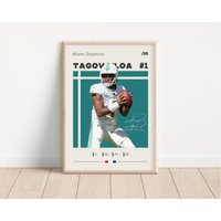 Tua Tagovailoa Poster, Miami Dolphins, Nfl Fan Geschenke, Fußball Sport Geschenk Für Ihn von NordicPrintsAthletes