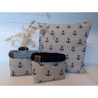 Utensilo Aufbewahrung Korb Maritim Anker Kissenbezug 40x40 von NordicSewingGoods