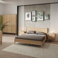Bett Aus Massivem Eichenholz, Lit En Bois Massif De Chêne, Cama Madera Maciza Roble von NordicStoryStore