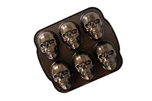 Nordic Ware Spuk Totenkopf-Muffins, Aluminium, Bronze, Haunted Skull Cakelet Pan von Nordic Ware