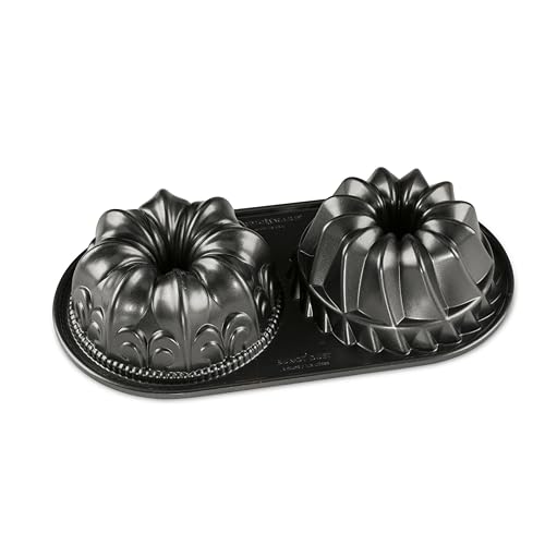 Nordic Ware Bundt Duet Gugelhupfform, Aluminium, Graphit, 5 Cup Capacity von Nordic Ware